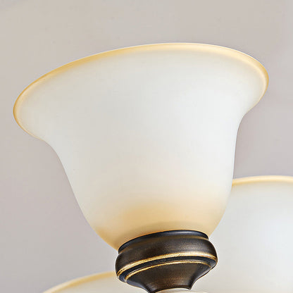 Rynx | 1/2-Light Bell Wall Lamp Antique Style Black Frosted Glass Wall Light with Curved Arm for Bedroom