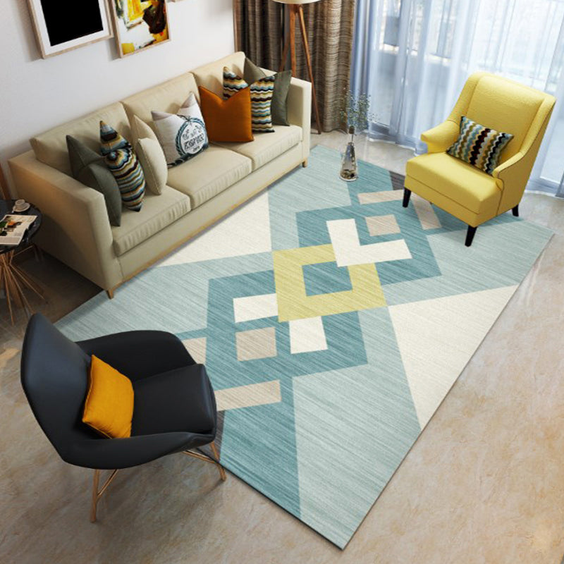 Rynx | Fashion Modernism Rug Multi Colored Geometric Rug Stain Resistant Machine Wash Anti-Slip Backing Rug for Family Room