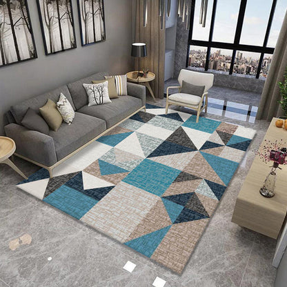 Rynx | Formal Living Room Rug Multi Color Geometric Patterned Carpet Synthetics Anti-Slip Backing Washable Rug
