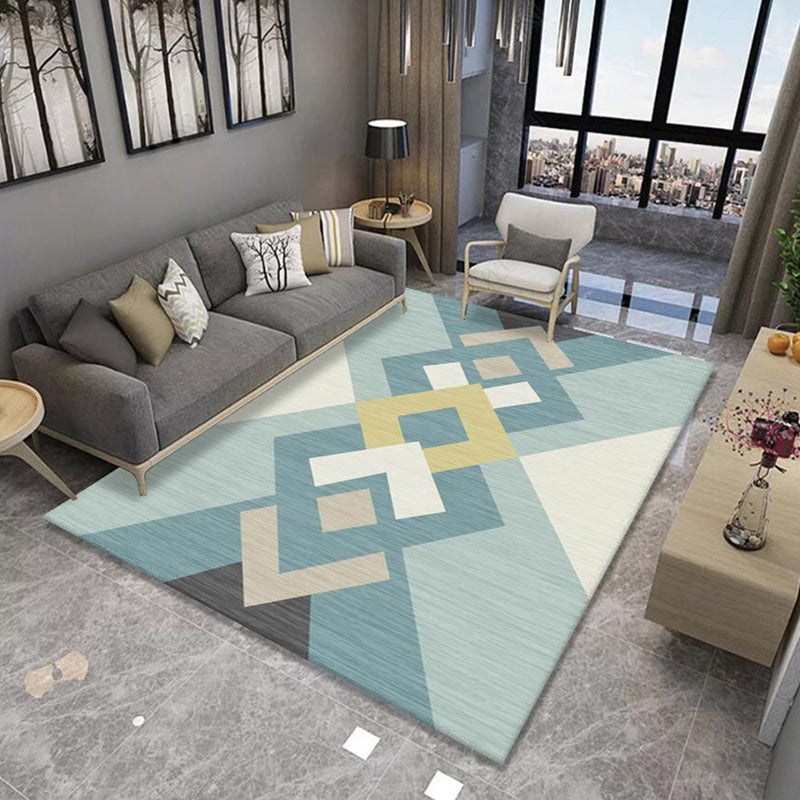 Rynx | Formal Living Room Rug Multi Color Geometric Patterned Carpet Synthetics Anti-Slip Backing Washable Rug
