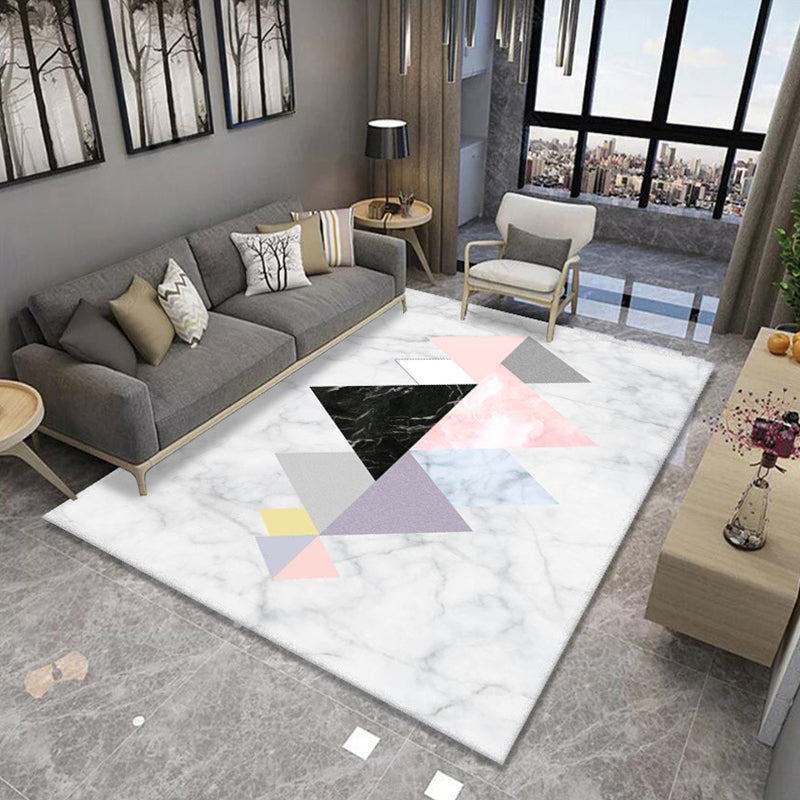 Rynx | Formal Living Room Rug Multi Color Geometric Patterned Carpet Synthetics Anti-Slip Backing Washable Rug