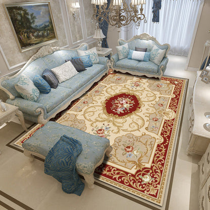Rynx | Retro Living Room Carpet Multicolored Floral Pattern Indoor Carpet Polypropylene Non-Slip Machine Washable Carpet