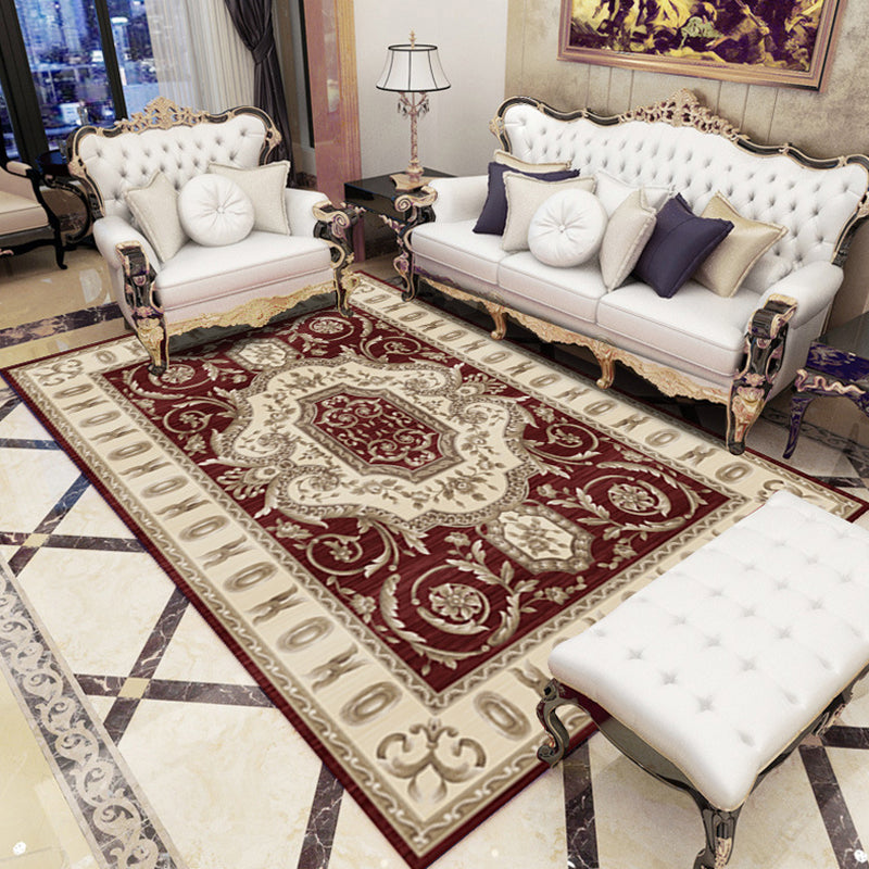 Rynx | Retro Living Room Carpet Multicolored Floral Pattern Indoor Carpet Polypropylene Non-Slip Machine Washable Carpet