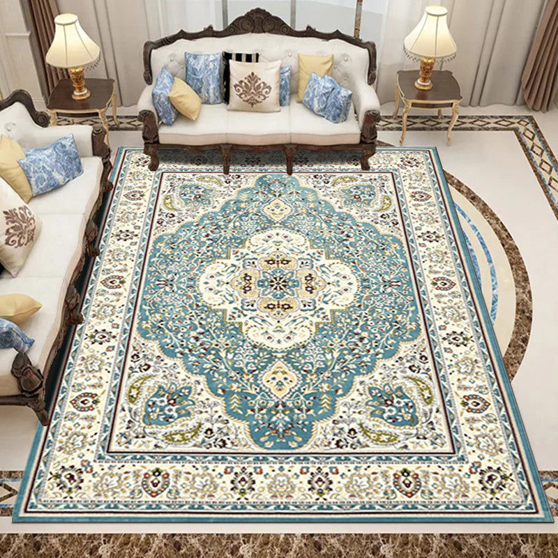 Rynx | Retro Living Room Carpet Multicolored Floral Pattern Indoor Carpet Polypropylene Non-Slip Machine Washable Carpet
