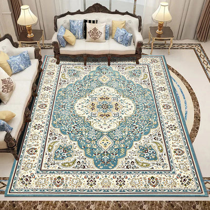 Rynx | Retro Living Room Carpet Multicolored Floral Pattern Indoor Carpet Polypropylene Non-Slip Machine Washable Carpet