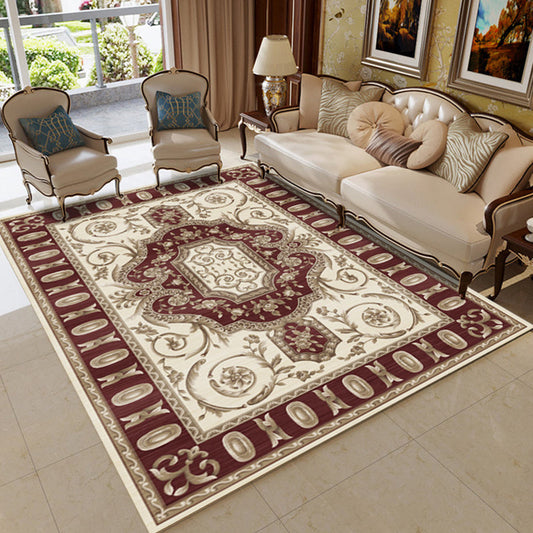 Rynx | Retro Living Room Carpet Multicolored Floral Pattern Indoor Carpet Polypropylene Non-Slip Machine Washable Carpet