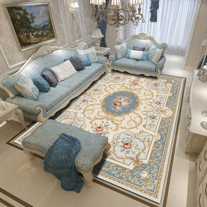 Rynx | Retro Living Room Carpet Multicolored Floral Pattern Indoor Carpet Polypropylene Non-Slip Machine Washable Carpet