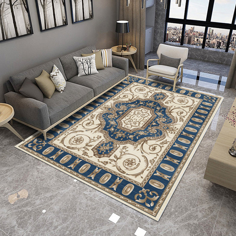 Rynx | Retro Living Room Carpet Multicolored Floral Pattern Indoor Carpet Polypropylene Non-Slip Machine Washable Carpet