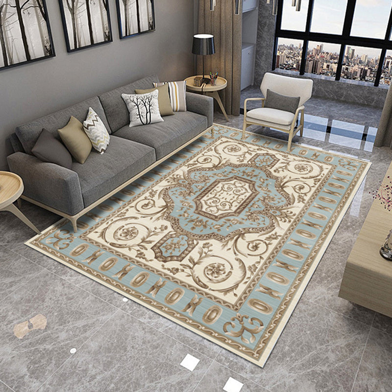 Rynx | Retro Living Room Carpet Multicolored Floral Pattern Indoor Carpet Polypropylene Non-Slip Machine Washable Carpet