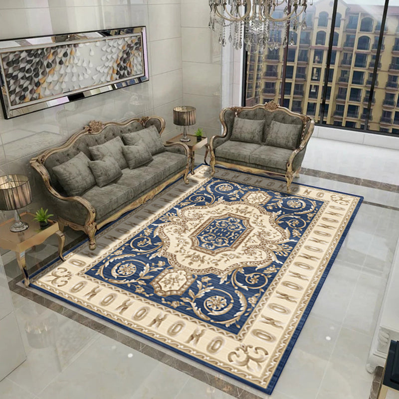 Rynx | Retro Living Room Carpet Multicolored Floral Pattern Indoor Carpet Polypropylene Non-Slip Machine Washable Carpet