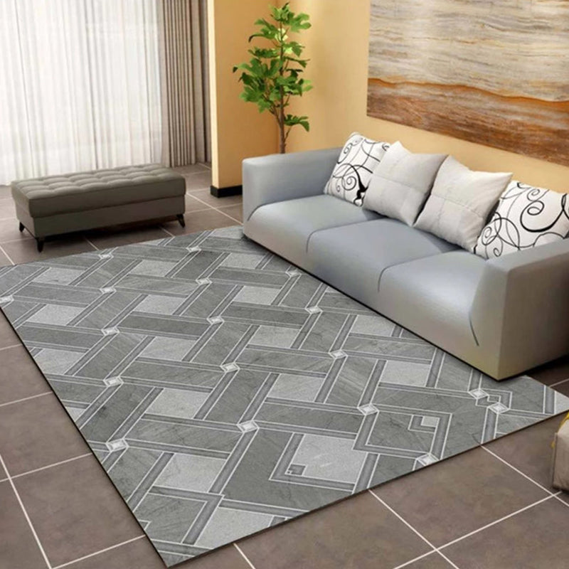 Rynx | Modern Living Room Rug Multi Color Geometric Print Area Carpet Synthetics Non-Slip Backing Easy Care Rug
