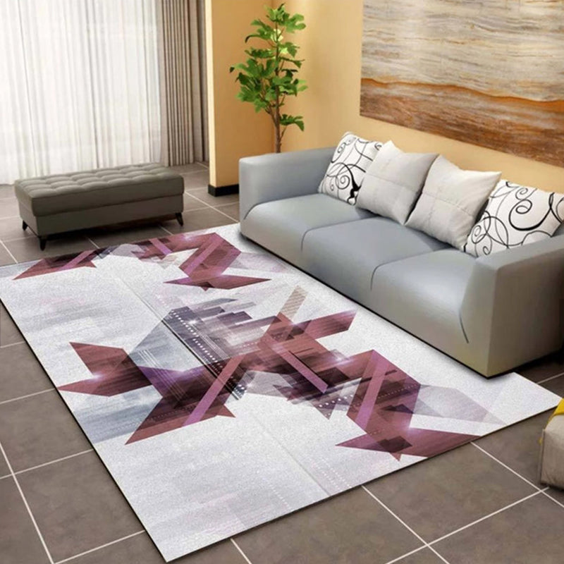 Rynx | Modern Living Room Rug Multi Color Geometric Print Area Carpet Synthetics Non-Slip Backing Easy Care Rug
