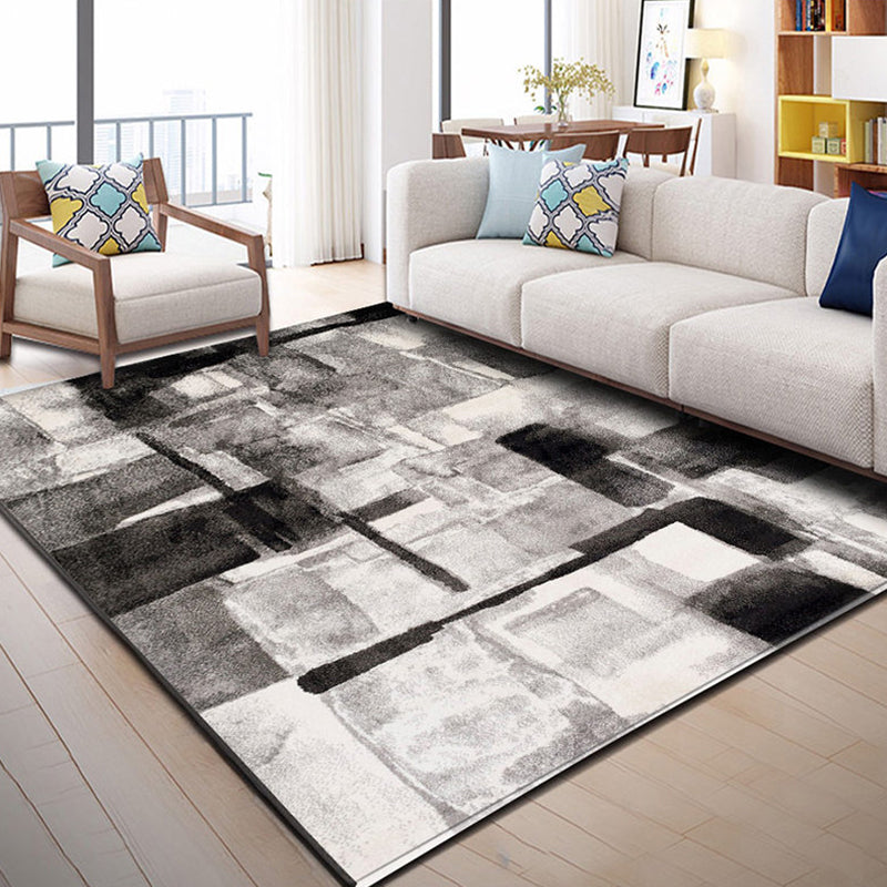 Rynx | Modern Living Room Rug Multi Color Geometric Print Area Carpet Synthetics Non-Slip Backing Easy Care Rug