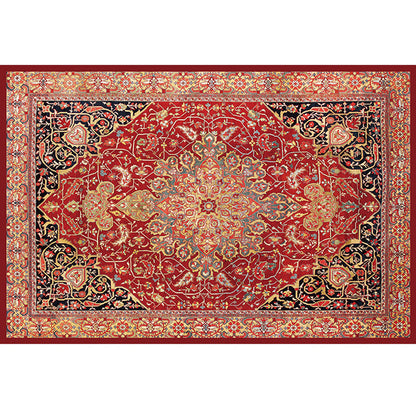 Rynx | Multicolored Retro Rug Polyester Geometric Indoor Rug Non-Slip Back Pet-Friendly Low-Maintenance Rug for Room