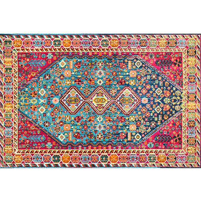Rynx | Multicolored Retro Rug Polyester Geometric Indoor Rug Non-Slip Back Pet-Friendly Low-Maintenance Rug for Room