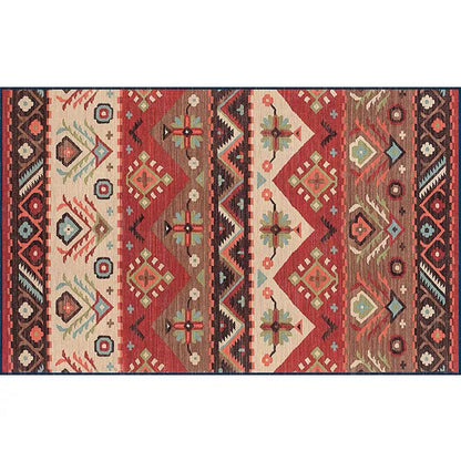Rynx | Multicolored Retro Rug Polyester Geometric Indoor Rug Non-Slip Back Pet-Friendly Low-Maintenance Rug for Room