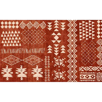 Rynx | Multicolored Retro Rug Polyester Geometric Indoor Rug Non-Slip Back Pet-Friendly Low-Maintenance Rug for Room