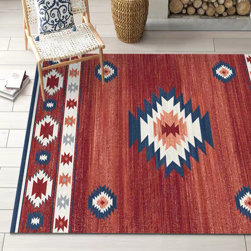 Rynx | Multicolored Retro Rug Polyester Geometric Indoor Rug Non-Slip Back Pet-Friendly Low-Maintenance Rug for Room