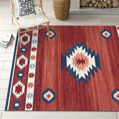 Rynx | Multicolored Retro Rug Polyester Geometric Indoor Rug Non-Slip Back Pet-Friendly Low-Maintenance Rug for Room