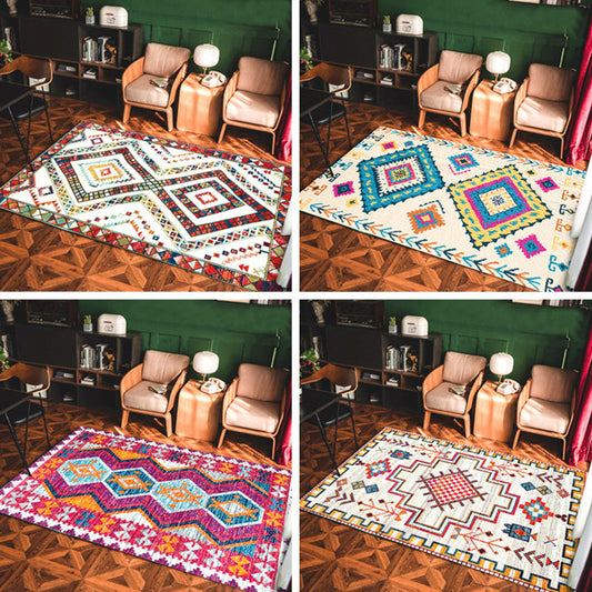 Rynx | Vintage Geo Print Rug Multicolored Persian Indoor Rug Synthetics Anti-Slip Backing Easy Care Carpet for Room