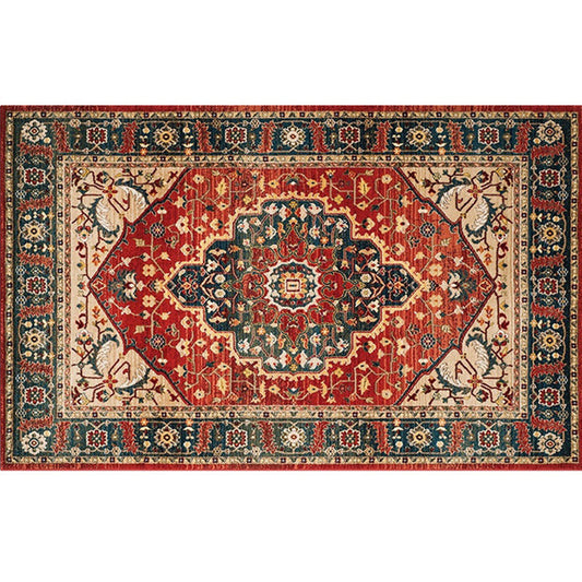 Rynx | Retro geometric pattern carpet multicolored synthetic area carpet non-slip pet-friendly washable carpet for room