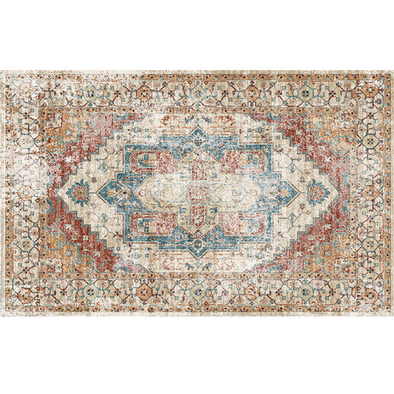 Rynx | Retro geometric pattern carpet multicolored synthetic area carpet non-slip pet-friendly washable carpet for room