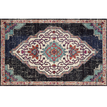 Rynx | Retro geometric pattern carpet multicolored synthetic area carpet non-slip pet-friendly washable carpet for room