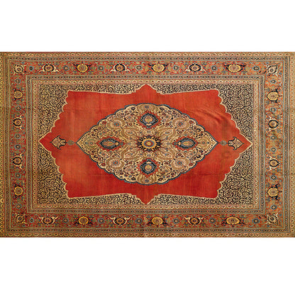 Rynx | Retro geometric pattern carpet multicolored synthetic area carpet non-slip pet-friendly washable carpet for room