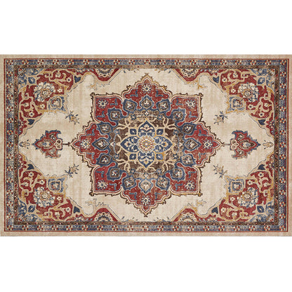 Rynx | Retro geometric pattern carpet multicolored synthetic area carpet non-slip pet-friendly washable carpet for room