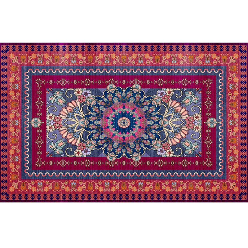 Rynx | Retro geometric pattern carpet multicolored synthetic area carpet non-slip pet-friendly washable carpet for room