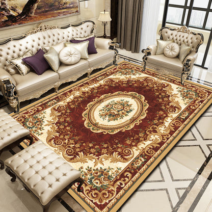 Rynx | Retro Floral Printed Rug Multicolor Synthetic Rug Non-Slip Back Machine Washable Indoor Rug for the Living Room