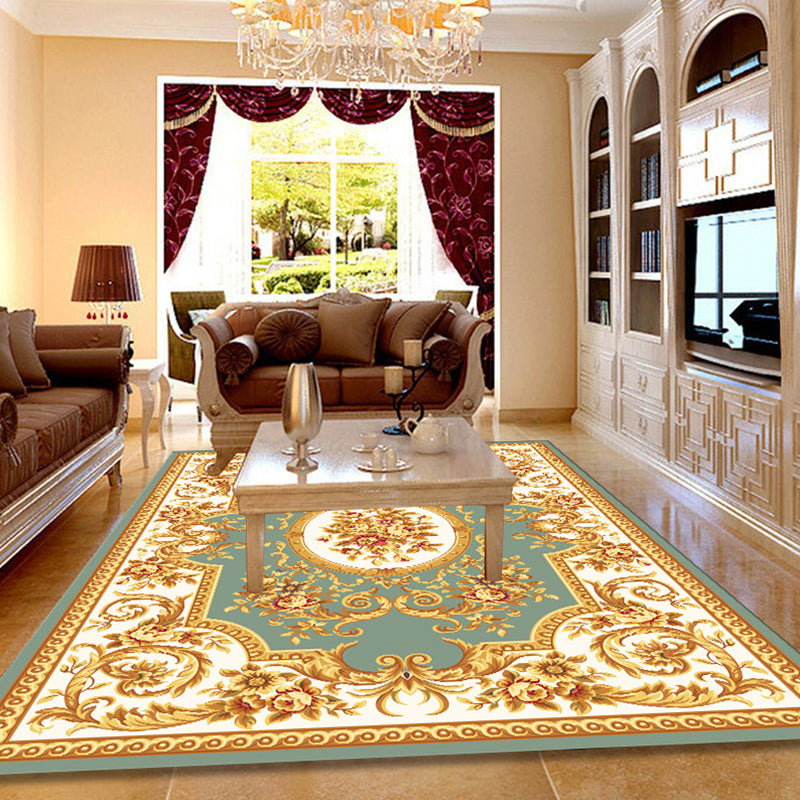 Rynx | Retro Floral Printed Rug Multicolor Synthetic Rug Non-Slip Back Machine Washable Indoor Rug for the Living Room