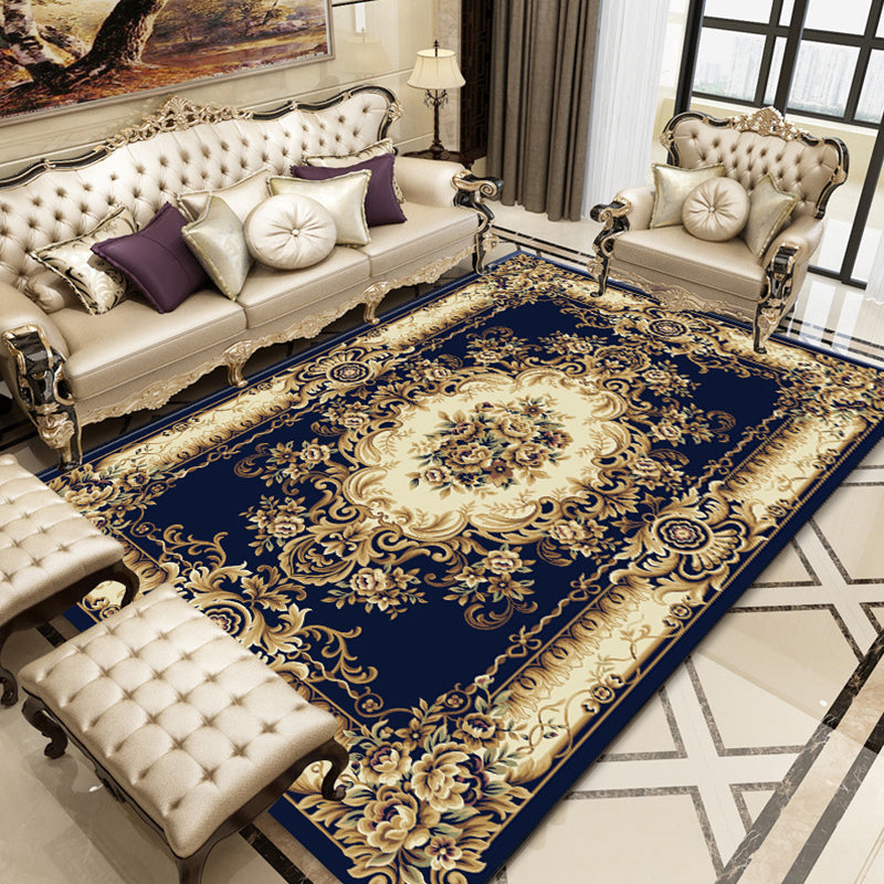Rynx | Retro Floral Printed Rug Multicolor Synthetic Rug Non-Slip Back Machine Washable Indoor Rug for the Living Room