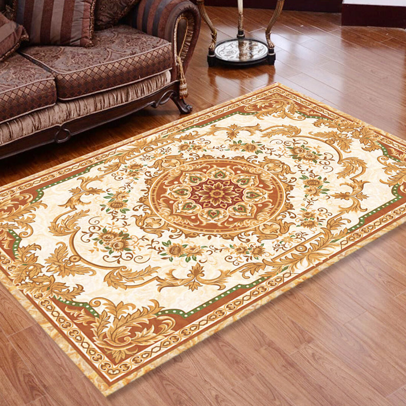 Rynx | Retro Floral Printed Rug Multicolor Synthetic Rug Non-Slip Back Machine Washable Indoor Rug for the Living Room