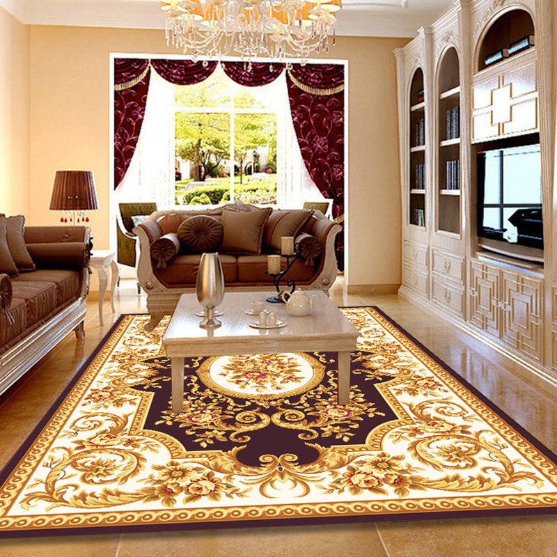 Rynx | Retro Floral Printed Rug Multicolor Synthetic Rug Non-Slip Back Machine Washable Indoor Rug for the Living Room