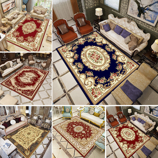 Rynx | Multicolored Living Room Rug Olden Floral Print Rug Polyester Non-slip Machine washable Rug