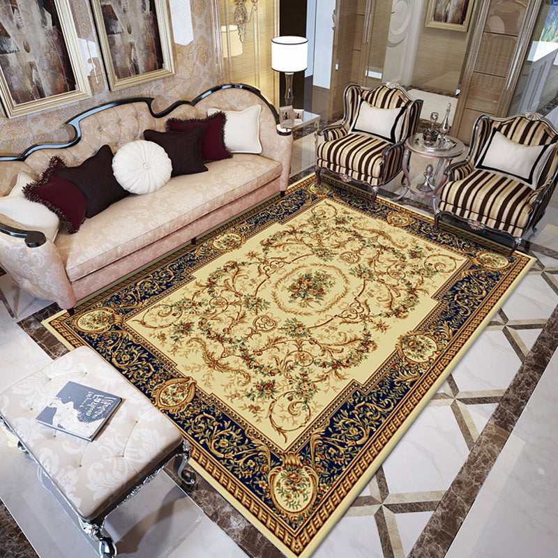 Rynx | Multicolored Living Room Rug Olden Floral Print Rug Polyester Non-slip Machine washable Rug