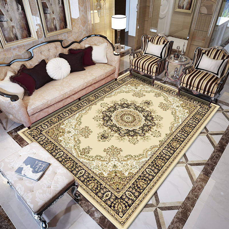 Rynx | Multicolored Living Room Rug Olden Floral Print Rug Polyester Non-slip Machine washable Rug