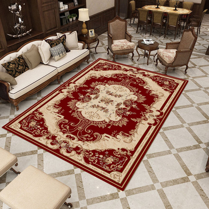Rynx | Multicolored Living Room Rug Olden Floral Print Rug Polyester Non-slip Machine washable Rug