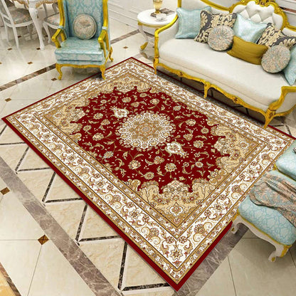 Rynx | Multicolored Living Room Rug Olden Floral Print Rug Polyester Non-slip Machine washable Rug