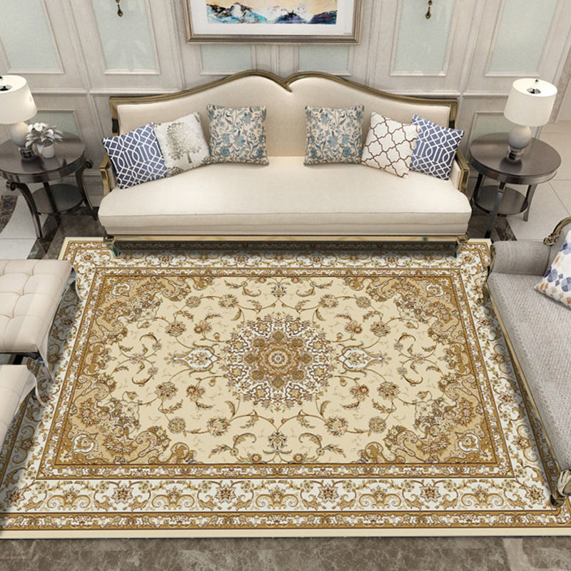Rynx | Multicolored Living Room Rug Olden Floral Print Rug Polyester Non-slip Machine washable Rug
