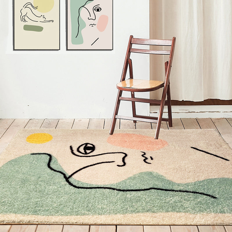 Rynx | Western Living Room Rug Multi Color Abstract Print Indoor Rug Polyster Anti-Slip Backing Stain-Resistant Carpet