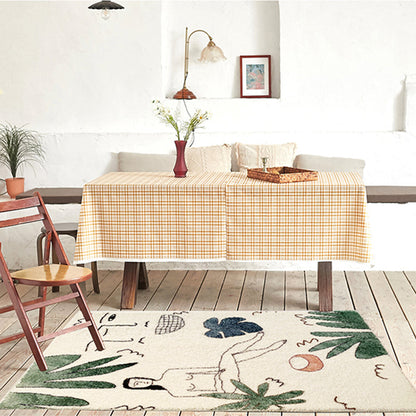 Rynx | Western Living Room Rug Multi Color Abstract Print Indoor Rug Polyster Anti-Slip Backing Stain-Resistant Carpet