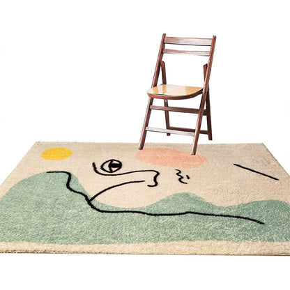 Rynx | Western Living Room Rug Multi Color Abstract Print Indoor Rug Polyster Anti-Slip Backing Stain-Resistant Carpet