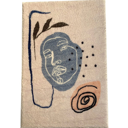 Rynx | Western Living Room Rug Multi Color Abstract Print Indoor Rug Polyster Anti-Slip Backing Stain-Resistant Carpet