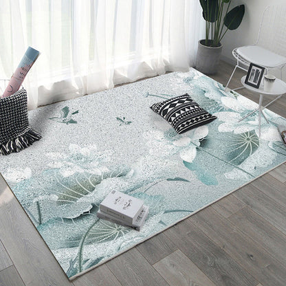 Rynx | Asian Bedroom Rug Multi Color Floral Printed Area Carpet Polyster Non-Slip Backing Pet Friendly Rug