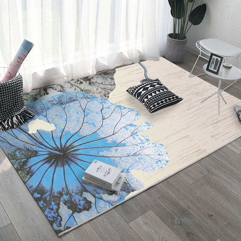 Rynx | Asian Bedroom Rug Multi Color Floral Printed Area Carpet Polyster Non-Slip Backing Pet Friendly Rug