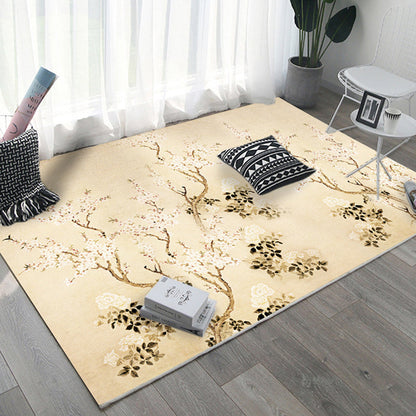 Rynx | Asian Bedroom Rug Multi Color Floral Printed Area Carpet Polyster Non-Slip Backing Pet Friendly Rug