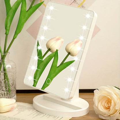 Rynx | 16 LED Lighted Makeup Mirror – Touch Screen Vanity Mirror, Battery and USB Powered, Adjustable Brightness, Portable Desktop Mirror for Dormitory and Bedroom ( Not Rechargeable )