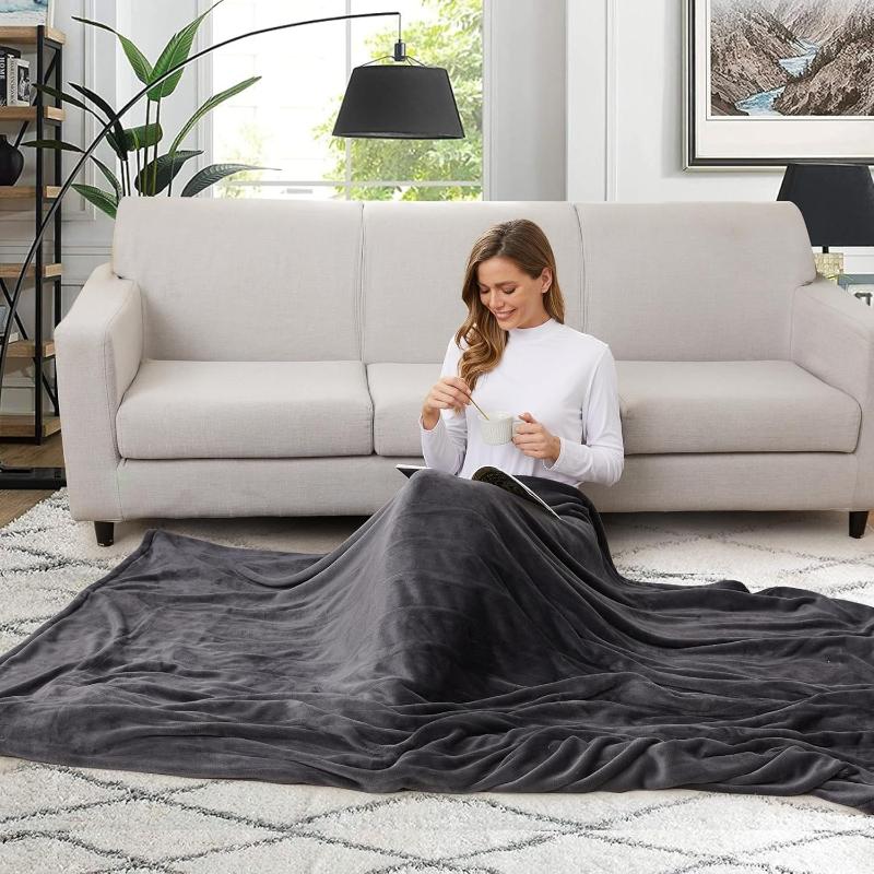 Rynx | Heated electric throw blanket, cozy flannel heating blanket with 4 heat settings